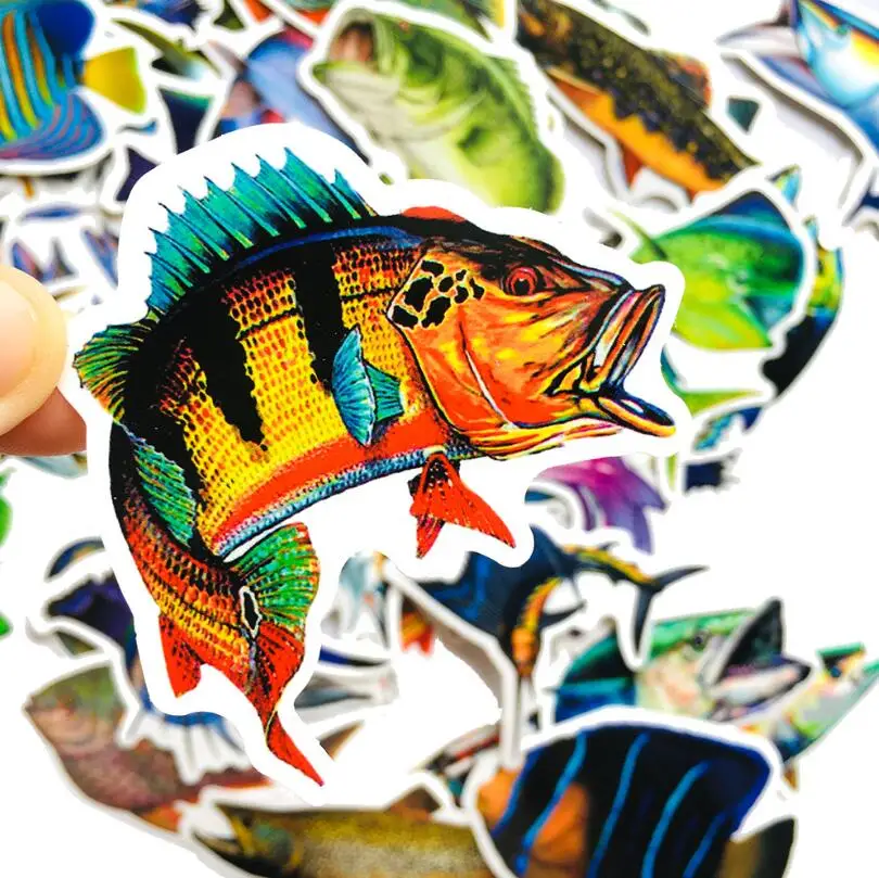 10/30/50 Uds pesca al aire libre de Pesca de Mar maleta casco port&aacute;til monopat&iacute;n impermeable graffiti etiqueta decoraci&oacute;n venta al por mayor-2