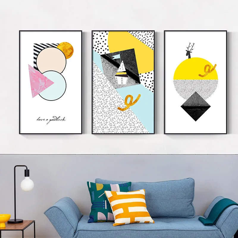 

Modern Geometric Abstract Canvas Painting Nordic Style Color Poster And Print Minimalist Home Living Room Decoration