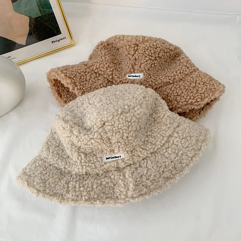 Шляпа Женская зимняя обувь корейский стиль овечьей шерсти ведро шляпа японского