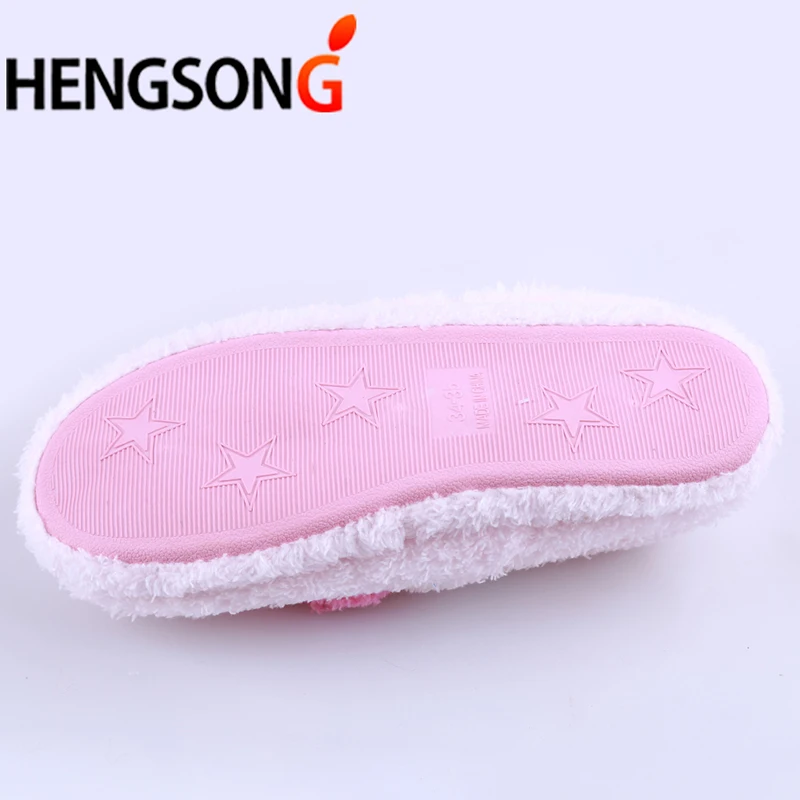

Women Slipper Big Heart Decor Slippers Warm Soft Sole Women Short Plush Home Indoor Floor Covered Heel Shoes