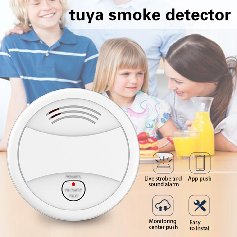 

Tuya WIFI Smoke Detector Gas Sensor Independent Wireless Smart Detector Warning Alarm Detector For Home Security Automatic Alarm