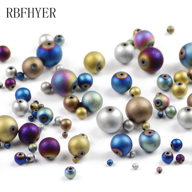 RBFHYER Натуральный камень агат Матовый круглый покрытие цветные бусины из рыхлой