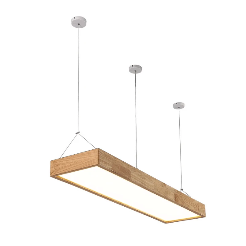 

Natural Wood Ceiling Chandelier Rectangular Pendant Lamp Dining Room Hanging Light Office Ceiling Suspended Lighting Fixtures