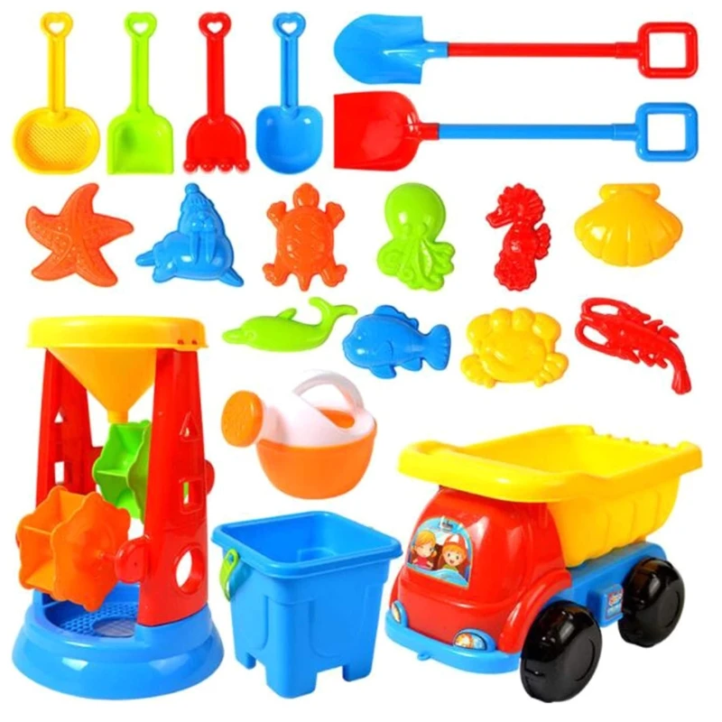 

20Pcs Colorful Sandpit Toy Sandbox Toy Interactive Sand Playing Kit Beach Toy Pack Sand Toy with Bucket Dumper Starfish Shapes