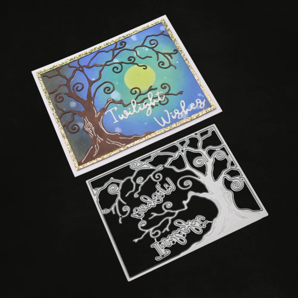 Металлический трафарет с изображением волшебного дерева для фотоальбома сделай