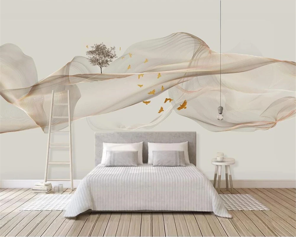 Новый китайский стиль современные абстрактные простые чернила линия пейзаж обои