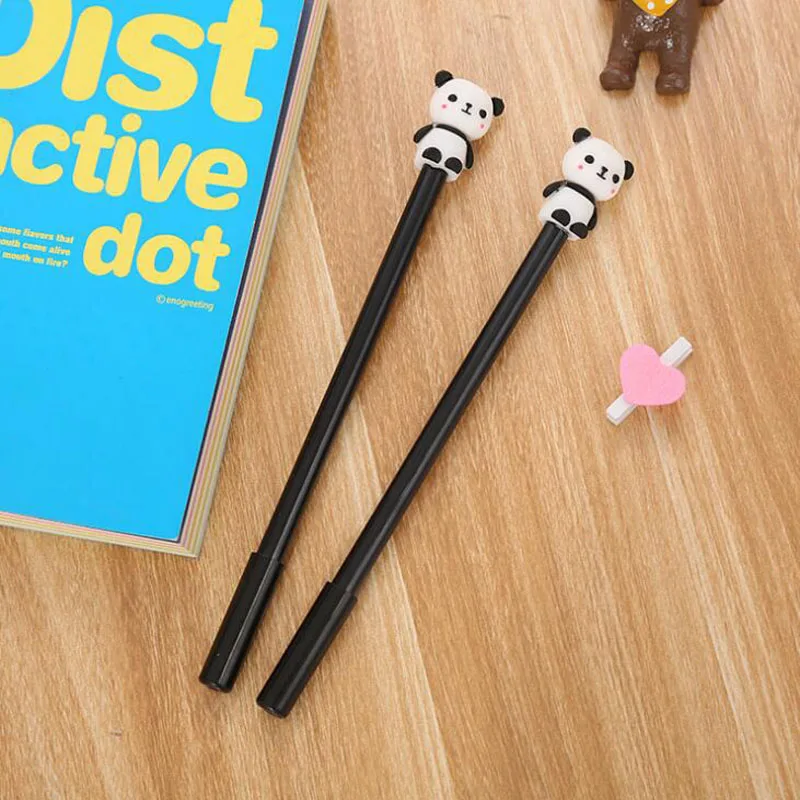 1 шт. Kawaii мультипликационная гелевая ручка Панда силиконовая головка черная
