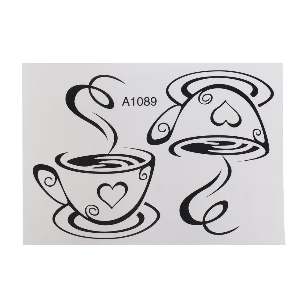 Новый дизайн наклейки пара кофейных чашек настенные сердечки форма виниловое
