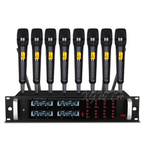 Black Microphone UHF Цифровой Регулируемый Частотный анти-вой 8 Ручной беспроводной микрофон система для сцена, Караоке динамический кардиоидный микрофон 800CH - Цвет: Black Microphone