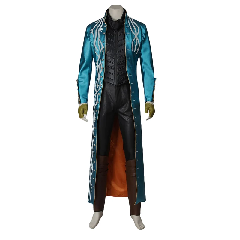 Hot Game Vergil Cosplay Costume Nelo Angelo Leather Coat Pants Outfit Superhero Adult Men Halloween Carnival Outfit Custom Made