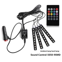new car refitted with one tow four voice control band remote car interior control atmosphere lamp 5050 9led atmosphere lamp 12v