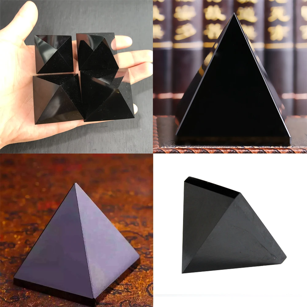

Pyramid Healing Crystal Black Natural Obsidian Quartz Crystal for Home Decor Beautiful Lustrous Surface Stones and Crystals HH
