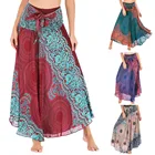 Женская длинная юбка с цветочным принтом, длинная юбка в пляжном стиле, в богемном стиле, в стиле хиппи, в стиле бохо, с эластичным поясом, в винтажном стиле
