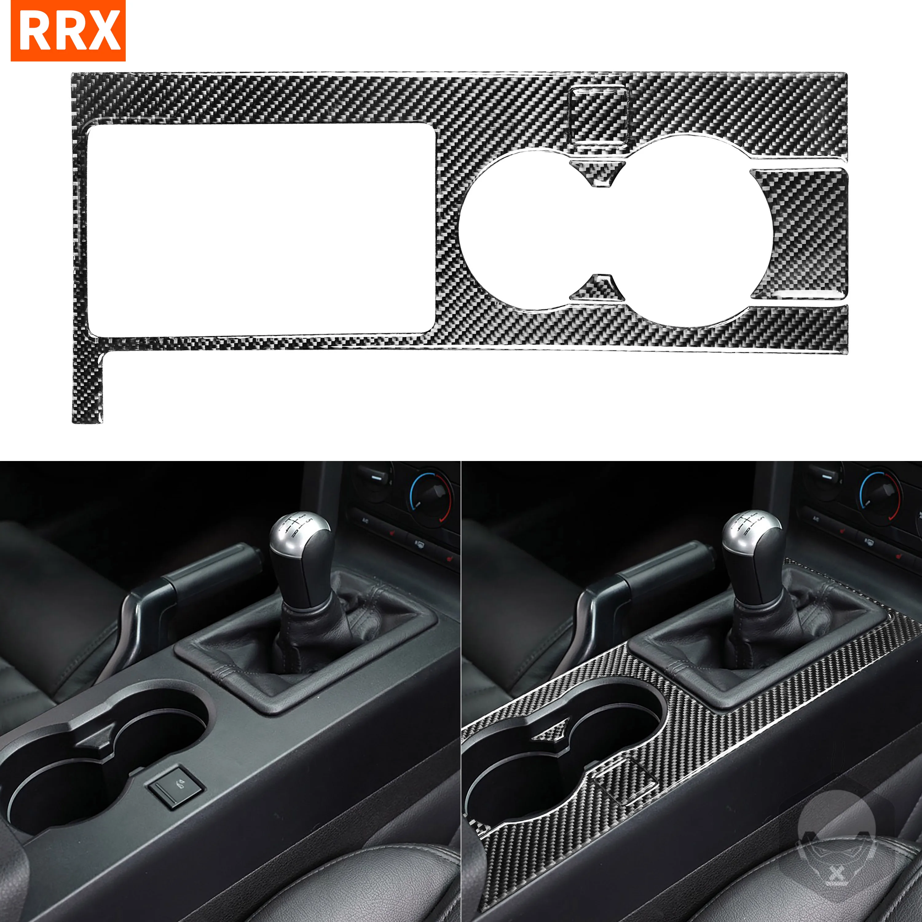 For Ford Mustang GT 2005-2009 S197 Carbon Fiber Stickers Gear Box Shift Panel Water Cup Frame Black Interiors Car Accessories
