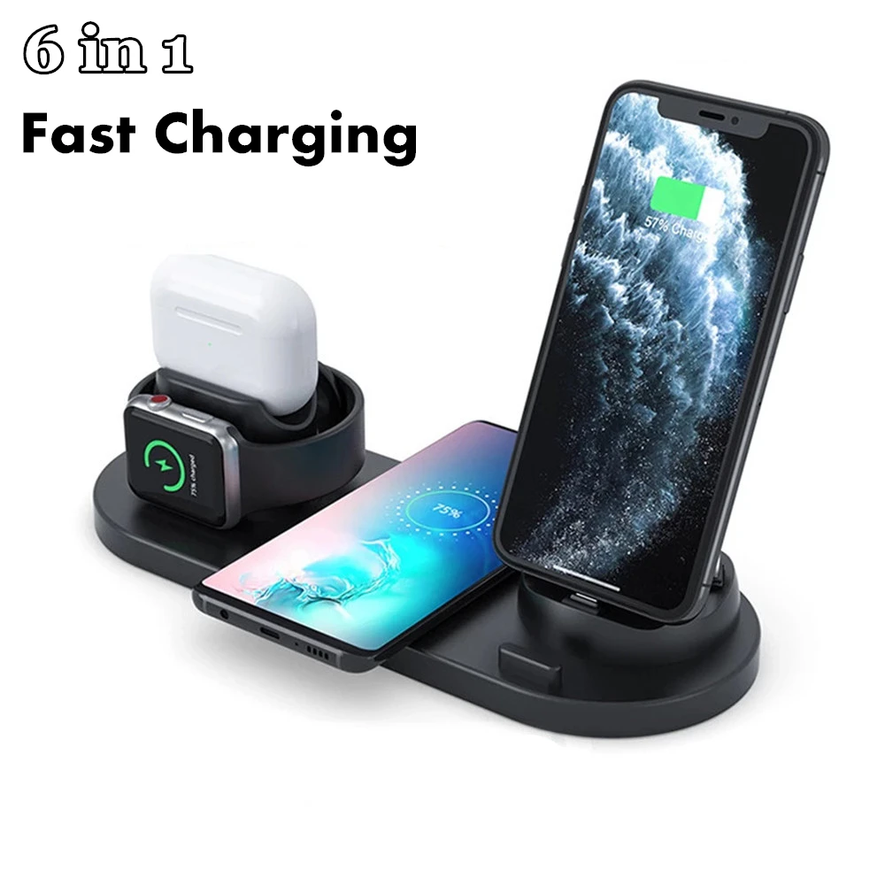 

Wireless Fast Charging 3 in 1 Charger Stand QI 10W Charging Dock Station Pad for AirPods Pro iWatch iPhone SamSung Huawei Xiaomi