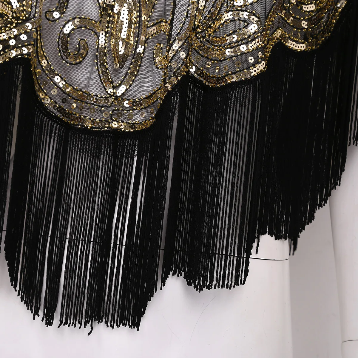 

Women Ladies Retro Vintage 1920s Shiny Sequin Beads Fringe Tassel Evening Cape Bridal Shawl for Evening Dresses Wedding Party