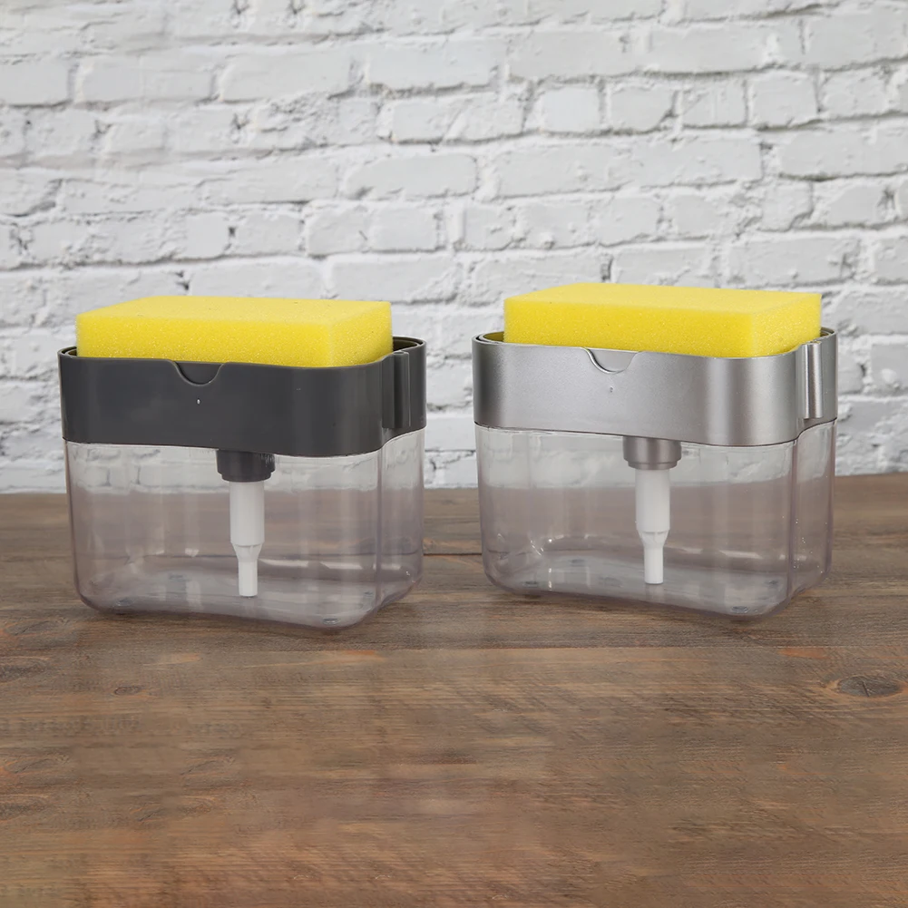 

Soap Dispenser Soap Pump Sponge Caddy2-in-1 Manual Press Liquid Soap Dispenser with Washing Sponge