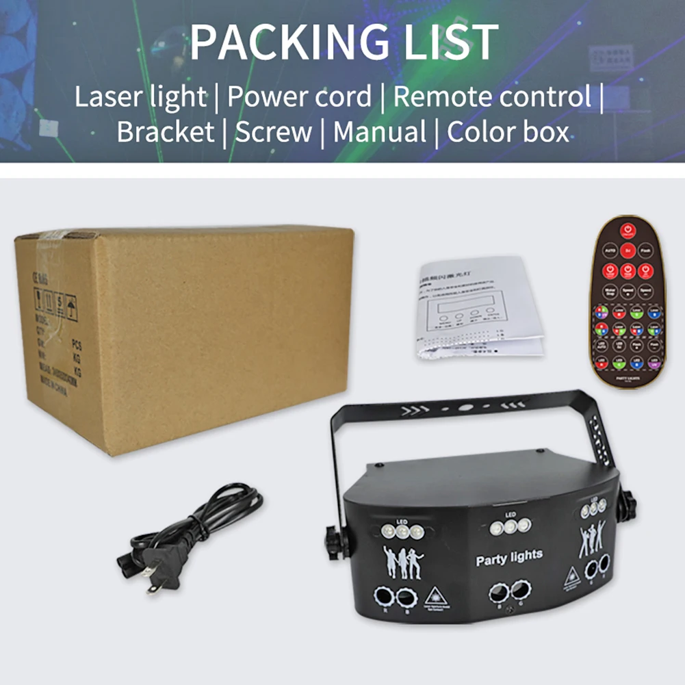 

15 Eyes RGB DJ Led Disco Laser Strobe Light DMX512 Remote Control R/G Lazer Fog Machine Stage Lighting Dance Bar KTV Club