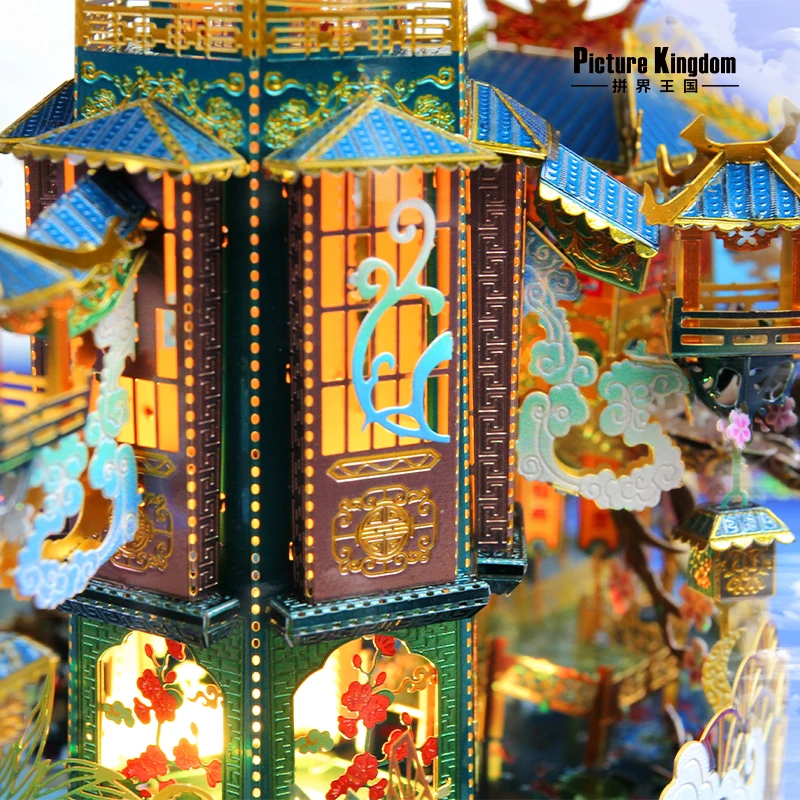 Картина Kingdom Yuelao Pavilion наборы строительных моделей 3D металлический пазл лазерная
