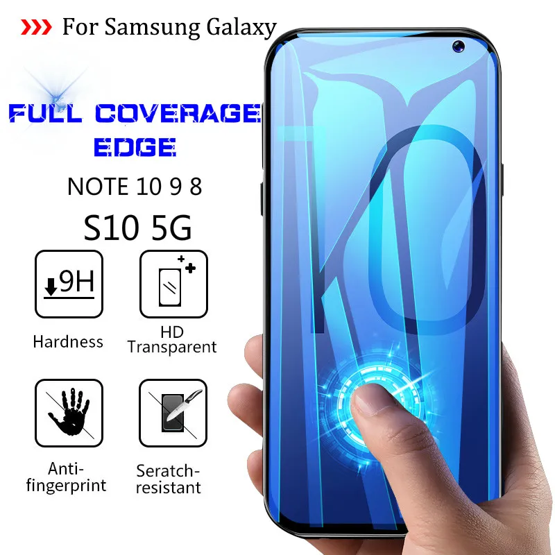 Защитное стекло с закругленными краями для Samsung Galaxy S10 Plus S8 S9 Защита экрана Note 10