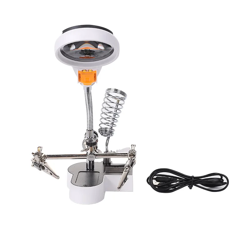 

HD 70mm Multifunctional Desktop Magnifying Glass with Led Lamp Auxiliary Clip Repair Magnifying Glass 6X 12X