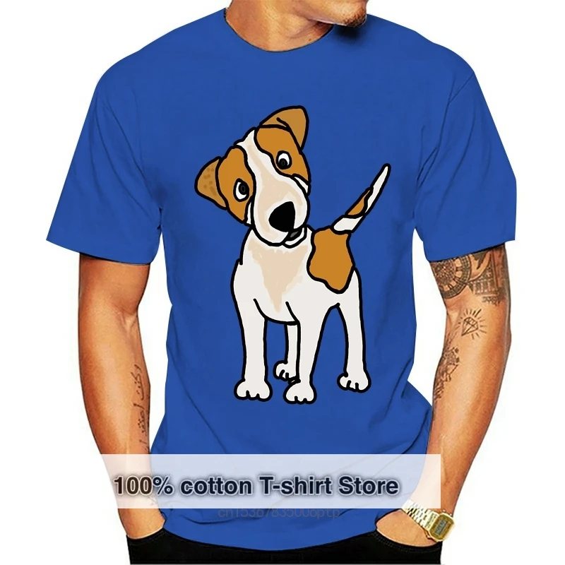 

Крутая забавная Мужская футболка с принтом щенка Джека Расселла терьера, Высококачественная хлопковая модная футболка с принтом, крутые за...