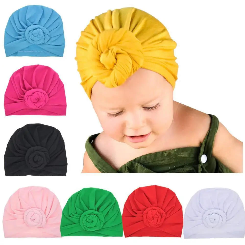

New 2021 Mommy and Me Cotton Blend Handmade Hat Women Caps Baby Girls Turban Hats Twist Knot Headwear Hair Accessories