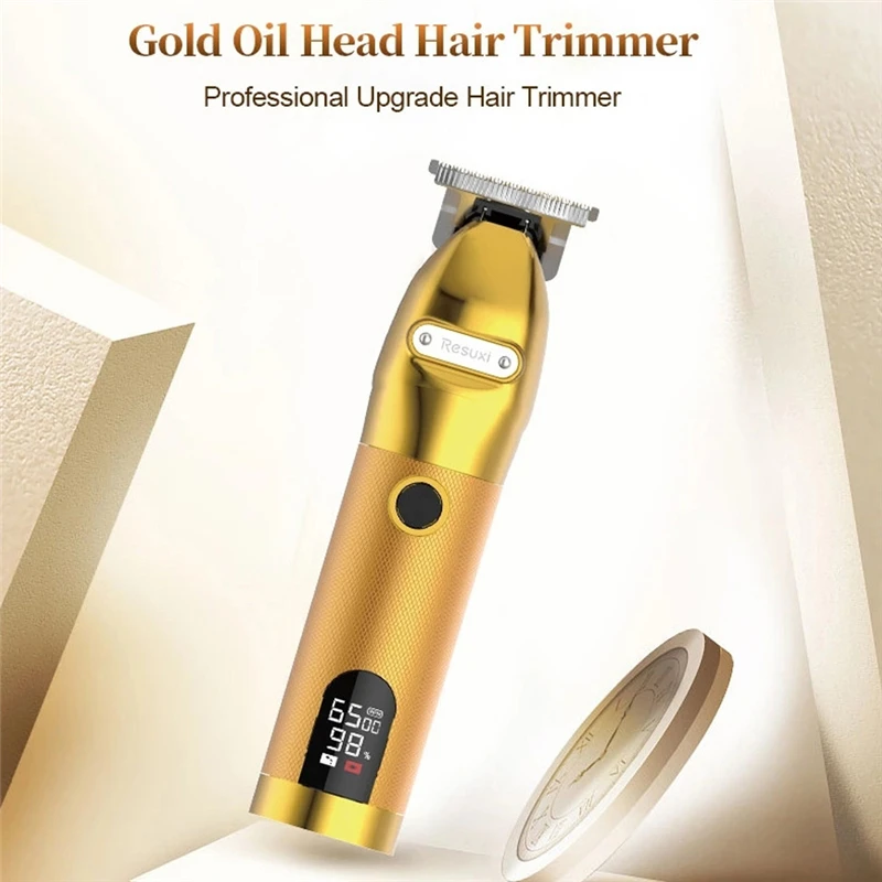 

Barber Professional LCD Hair Trimmer Men Luxury Gold Hair Clipper Grooming Low Noise Clipper Titanium Ceramic Blade Adult Razor