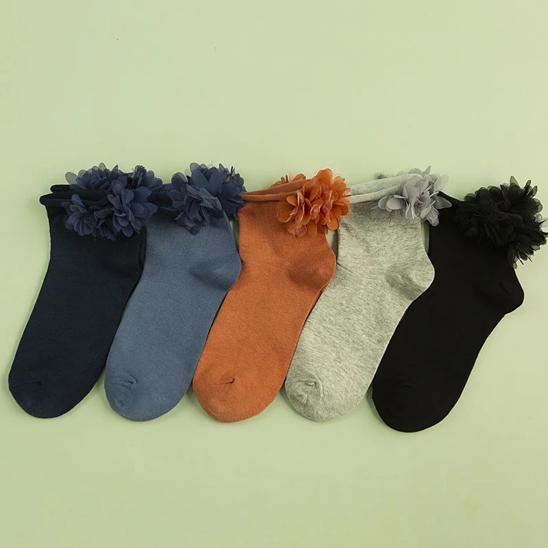 Женские носки однотонные кружевные с цветами авокадо в стиле ретро хлопковые