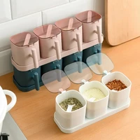 1 set salt spice jar seasoning containers with spoon storage condiment box seasoning bottle set kitchen gadgets accessories