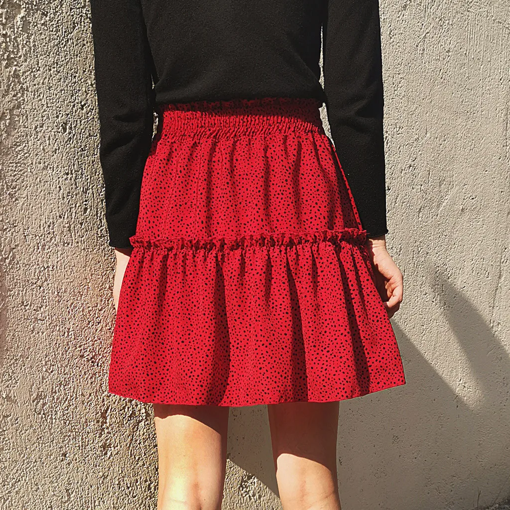Женская Повседневная юбка в горошек богемная женская шифоновая плиссированная