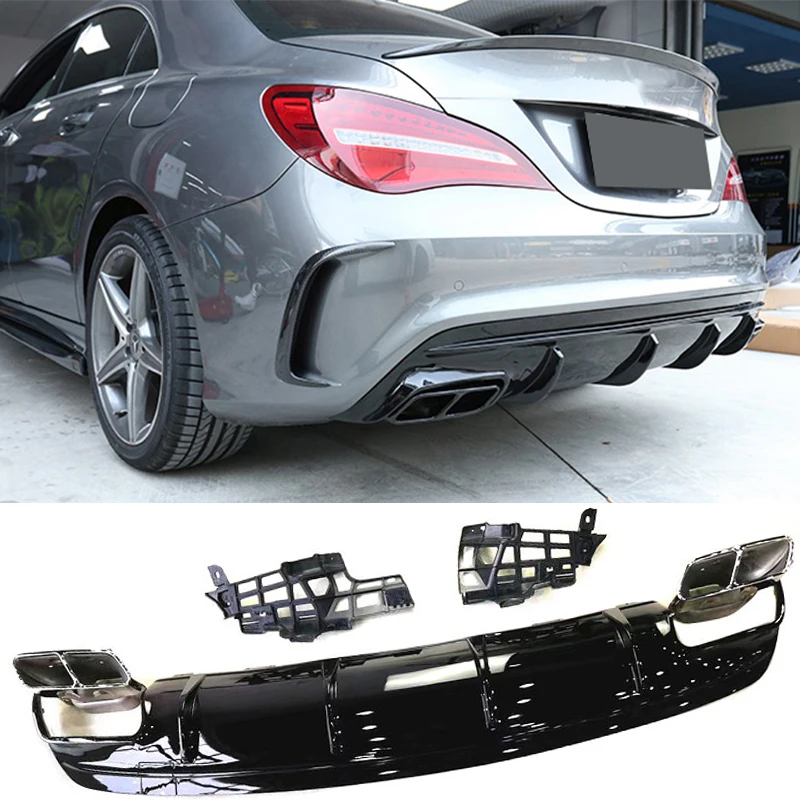 Углеродное волокно/Блеск черный диффузор для заднего бампера губа Mercedes Benz C117 W117