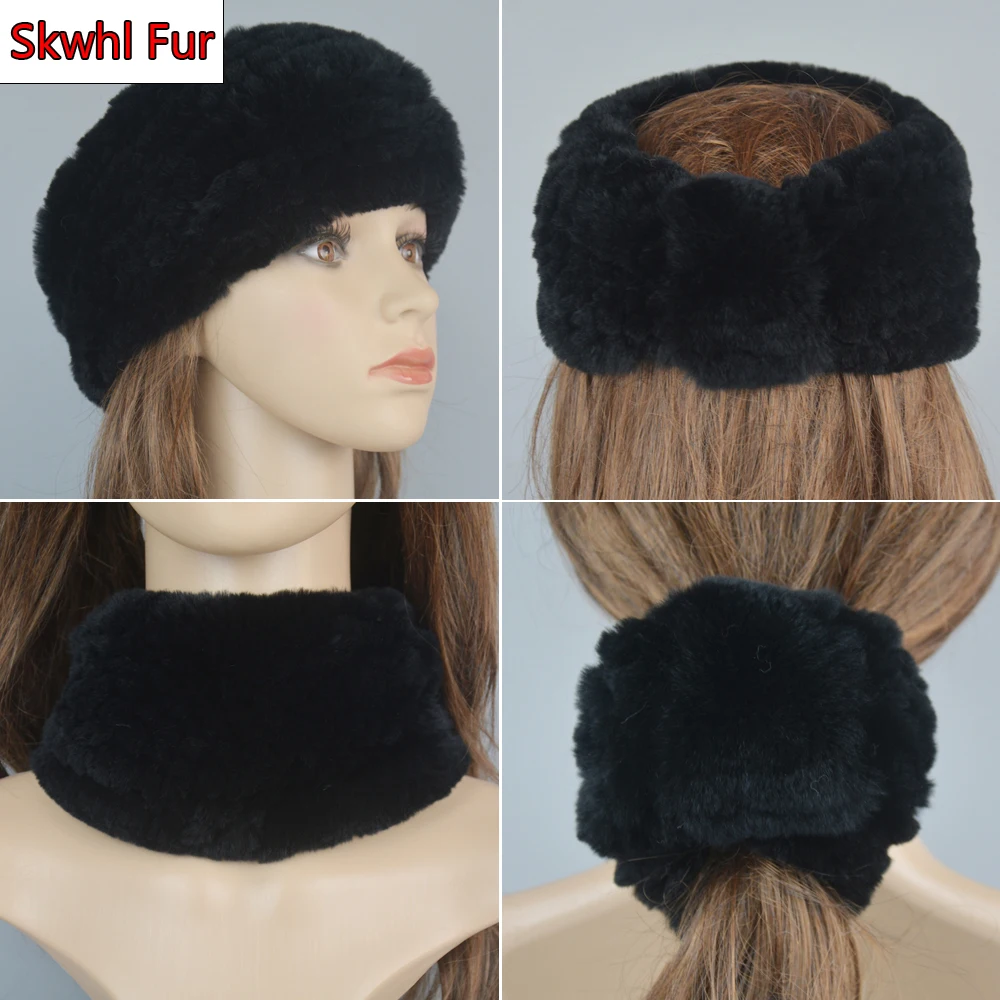 

2021 Women Real Rex Rabbit Fur Scarf Female Winter Stretch Mesh Bib Headband Real Rex Rabbit Fur Plush Headgear Women Scarf