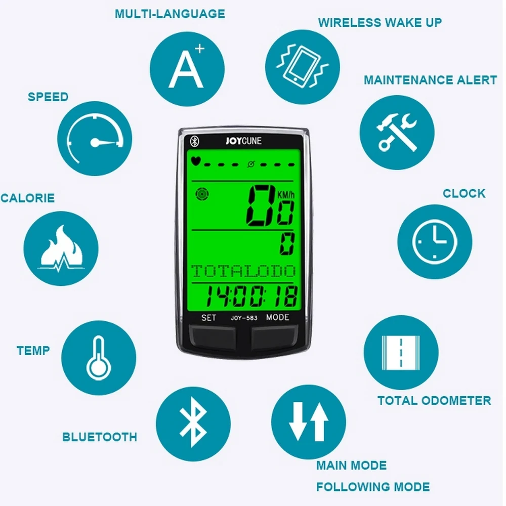 

Waterproof Cycling Computer with Chest Heart Rate Monitor Cadence Sensor Wireless Bicycle Speedometer Bluetooth Bike Odometer