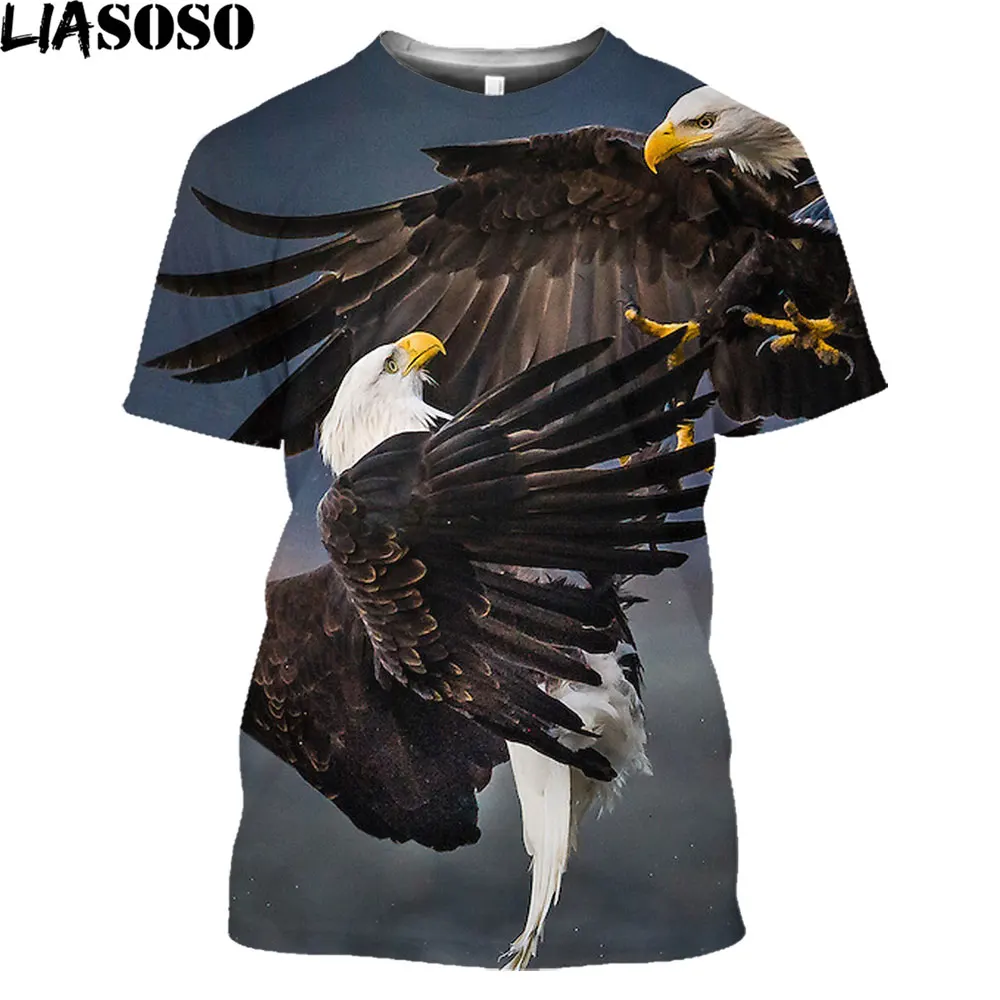 Футболка Мужская/женская с 3D-принтом орла коротким рукавом | Мужская одежда