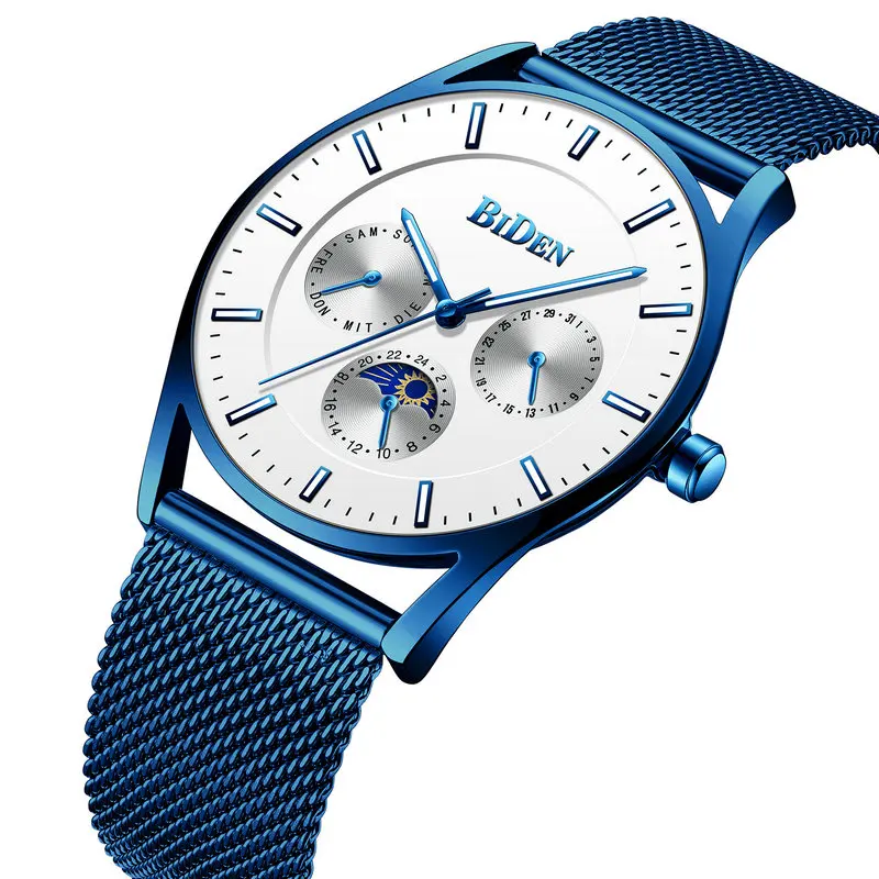 BIDEN роскошные часы Топ бренд для мужчин s Водонепроницаемый Кварцевые солнце в