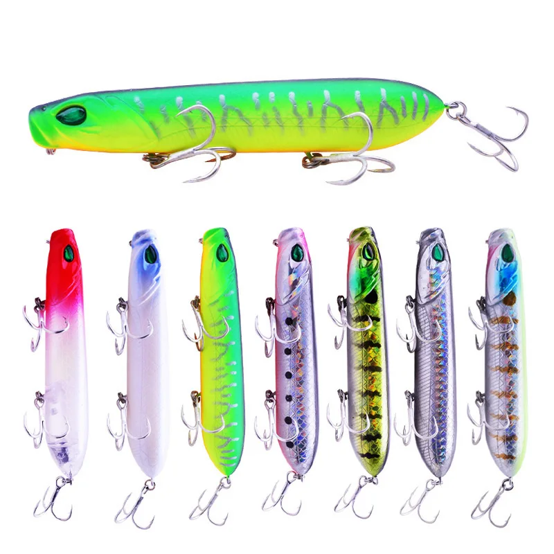 1Pcs Crazy Pencil  Popper Fishing Lures 10cm 18.5g Topwater Wobblers Artificial Hard Bait Bass Crankbait Pesca Fishing Tackle