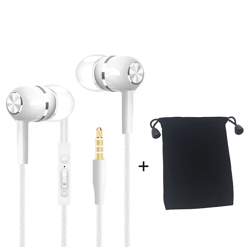 White volume control Проводные наушники в ухо, Спортивная гарнитура, разъем 3,5 мм, с микрофоном, наушник, бас, затычка для наушников для samsung, IPhone, IPod, huawei, Xiaomi, телефона, ПК, MP3 - Цвет: White volume control