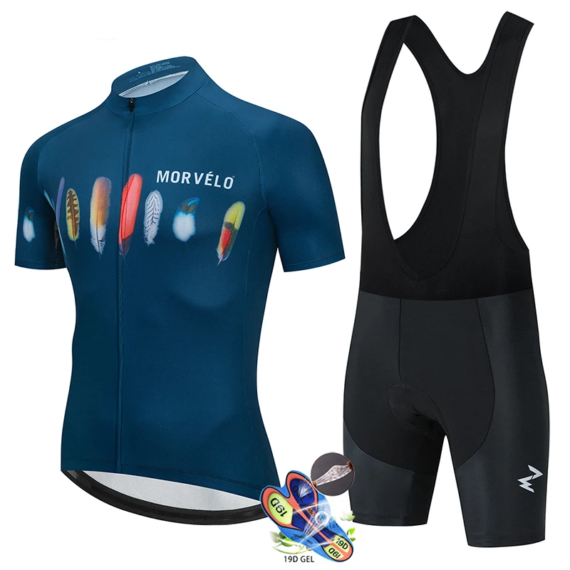 

MORVELO Man Summer Short Sleeve Cycling Jersey Set Mountain Bicycle Wear Breathable Quick-Dry Racing Bike Clothing Ropa Ciclismo