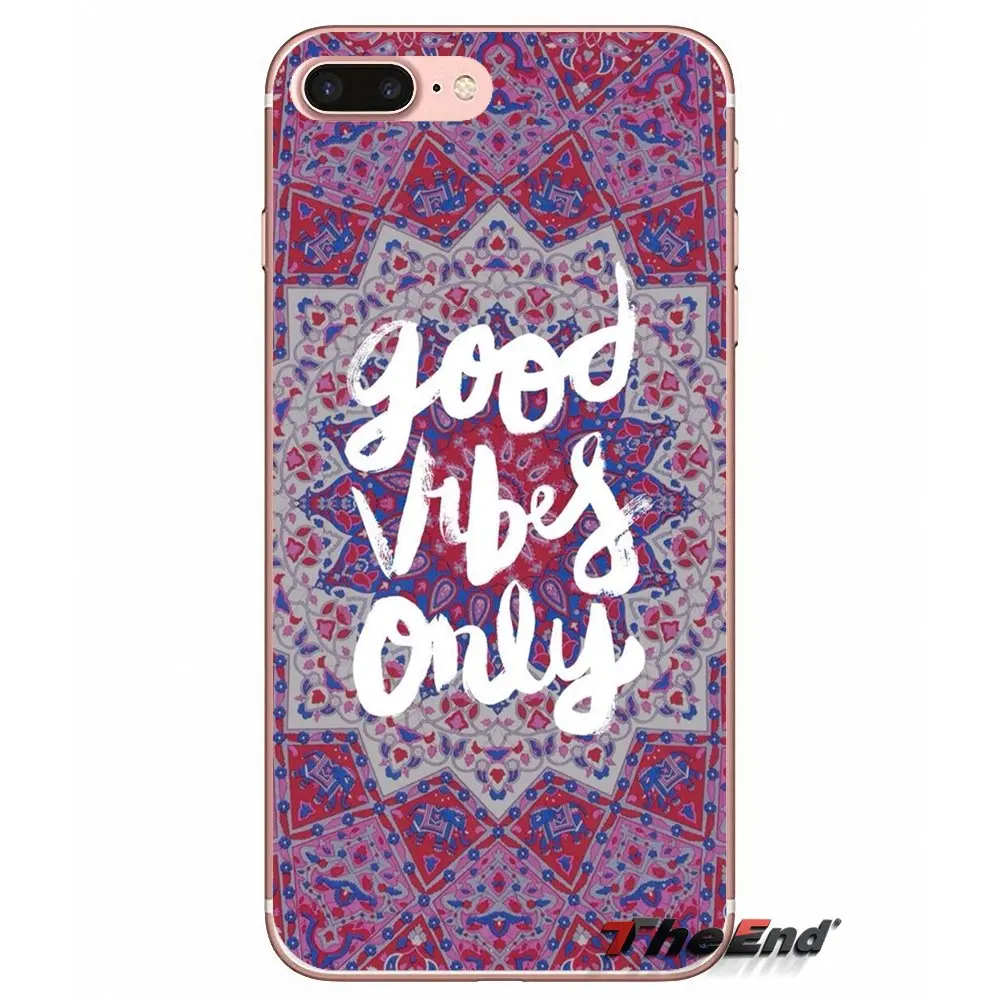 Для Samsung Galaxy J1 J2 J3 J5 J7 A3 A5 A7 2015 2016 2017 J330 J530 J730 цитаты good vibes only прозрачные мягкие чехлы