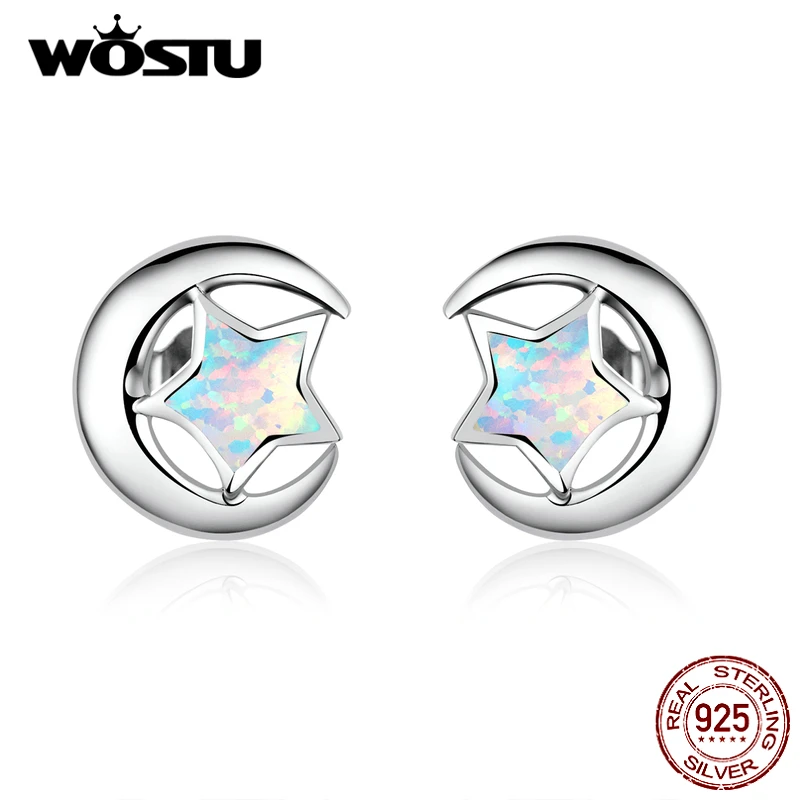 

Женские серьги-гвоздики WOSTU, из 100% стерлингового серебра 925 пробы с разноцветным опалом в форме звезды, свадебные маленькие серьги, модный по...