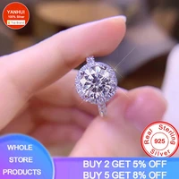 yanhui 100 solid 925 sterling silver halo rings for women wedding engagement jewelry zironia diamond finger ring gifts xr009