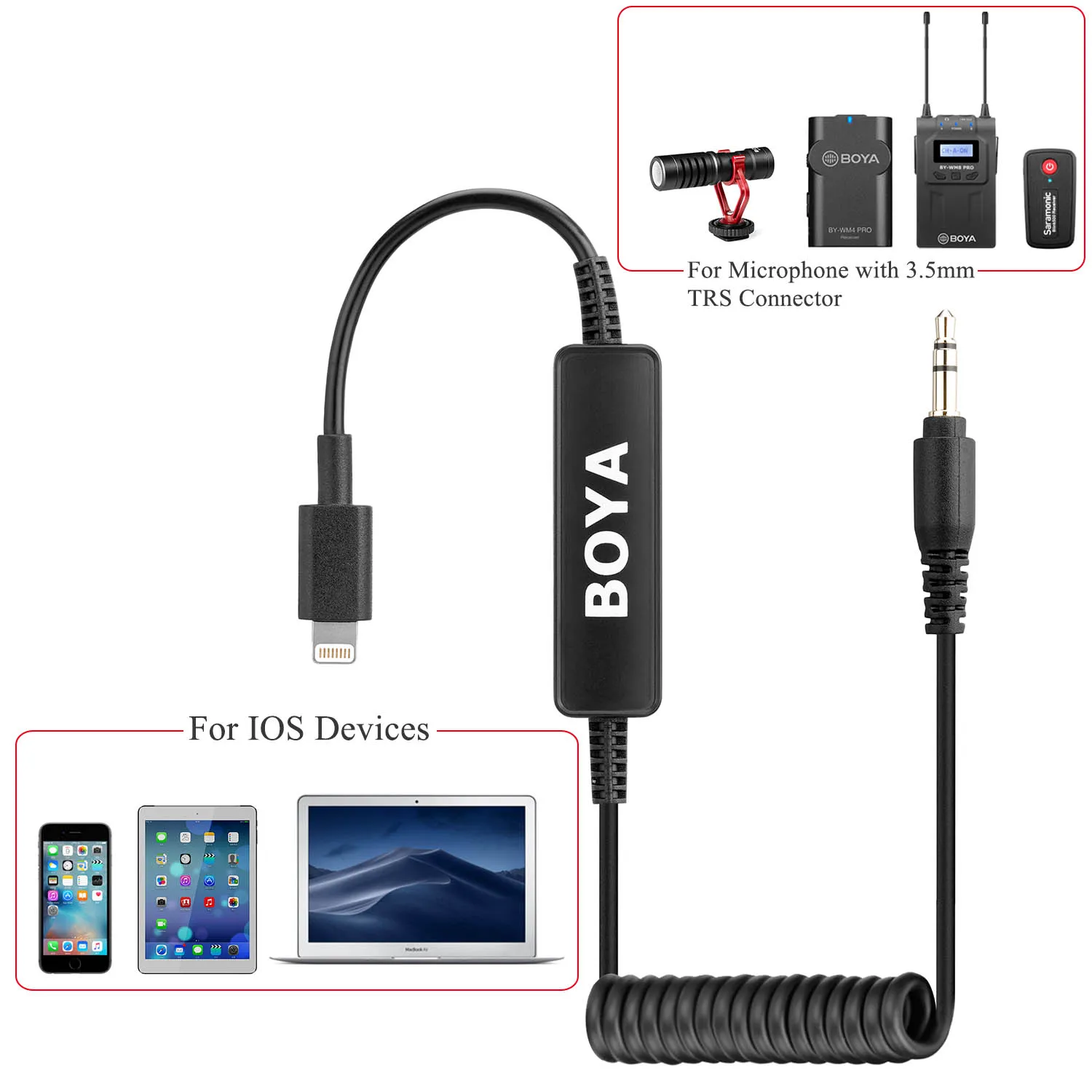 BOYA 35C-L/USB C Connector Audio Cable for Wireless Microphone System BY-WM4 WM8 PRO BY-MM1 UwMic9 iOS Android Vlog images - 6