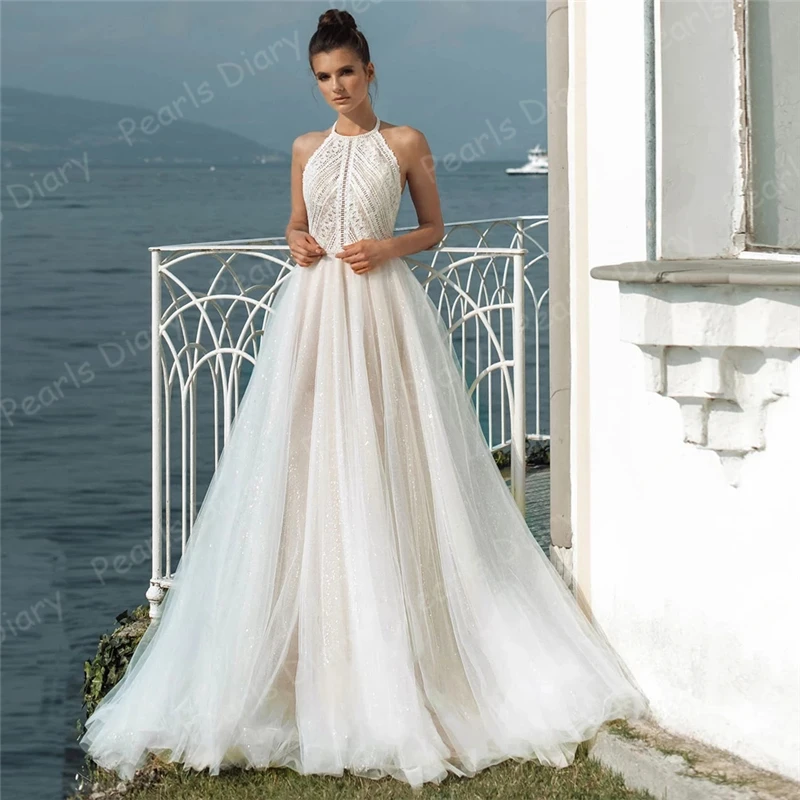 Женское свадебное платье с открытой спиной кружевное ТРАПЕЦИЕВИДНОЕ ПЛАТЬЕ и