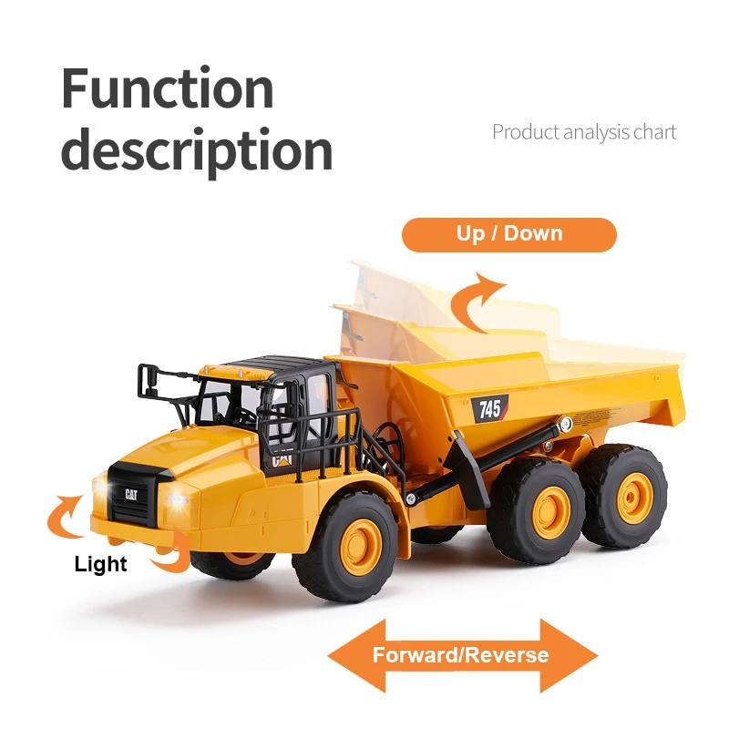 

HUINA 1:24 RC Truck Dumper Caterpillar Tractor Model Engineering Car Excavator 2.4GHz Radio Controlled Car Toys Boys Adults Gift