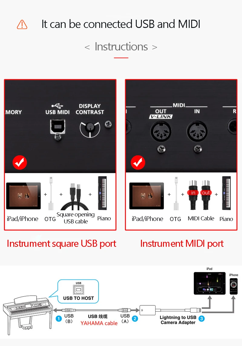 Адаптер OTG USB для камеры lightning USB кабель наушники конвертер Электрический пианино MIDI клавиатура для iphone 7 8 ios 13 адаптер
