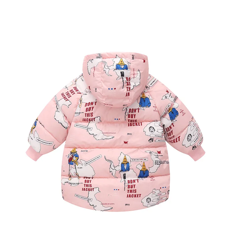 

2020 Halloween Christmas Winter New Thick Mid-Length Children Cartoon Print Hooded Down Padded Jacket For Boys And Girls Coat