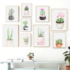 Настенная картина в скандинавском стиле, постер на холсте с изображением пастельных кактусов, цветов, ботанические картины для гостиной, украшение для дома