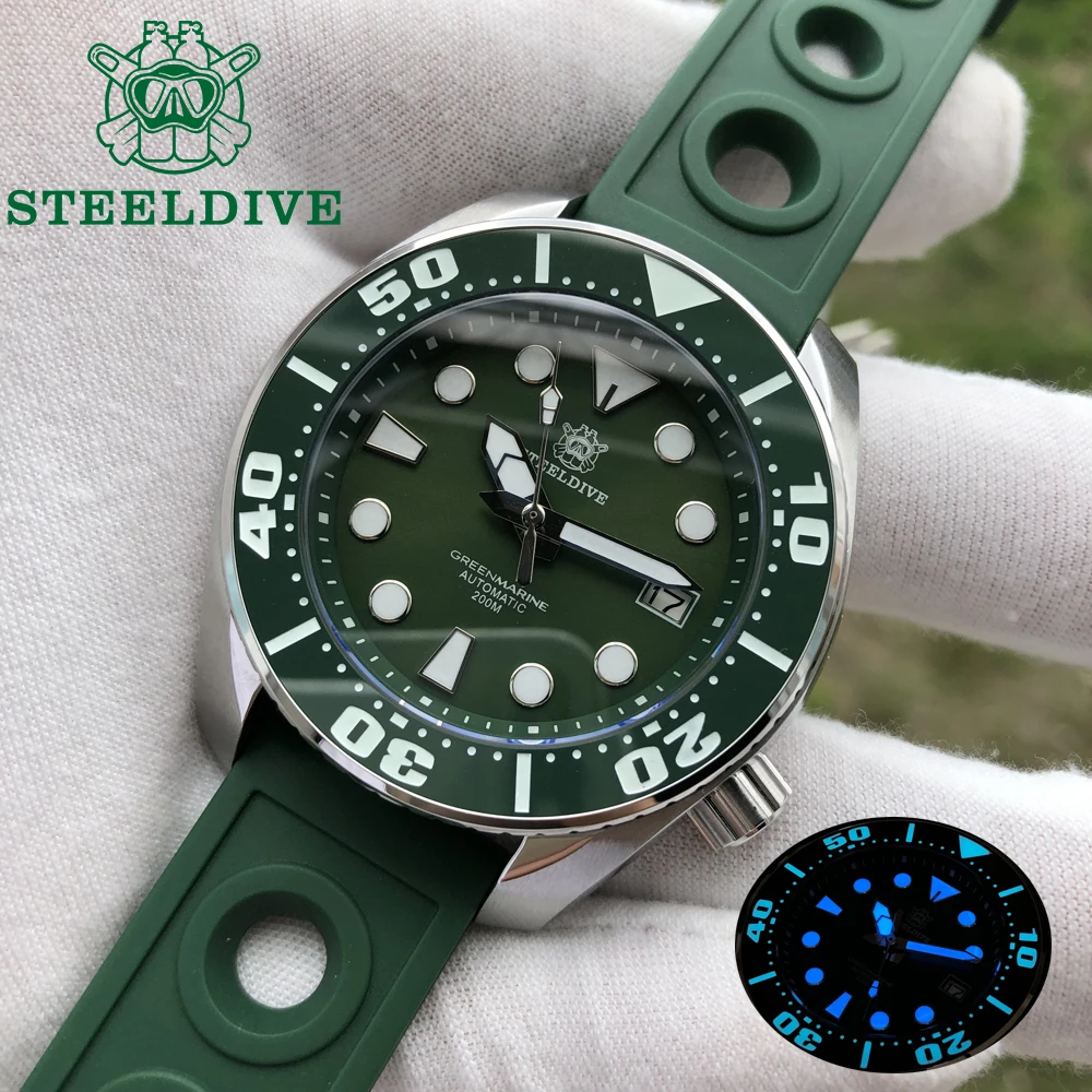 

STEELDIVE SD1971 Sapphire Glass 200M Water Resistance Japan NH35 Automatic Movement Men's Diver Watch BGW9 Luminous Marks