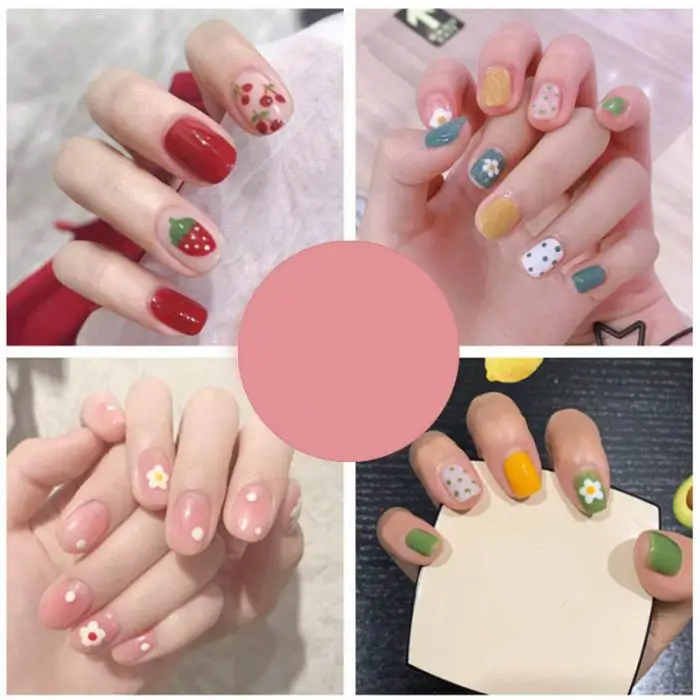 High Quality Fashion Style Wearable press on nails short Waterproof 24 Pieces Boxed Fake Nails Finished Nail Patch with Glue T